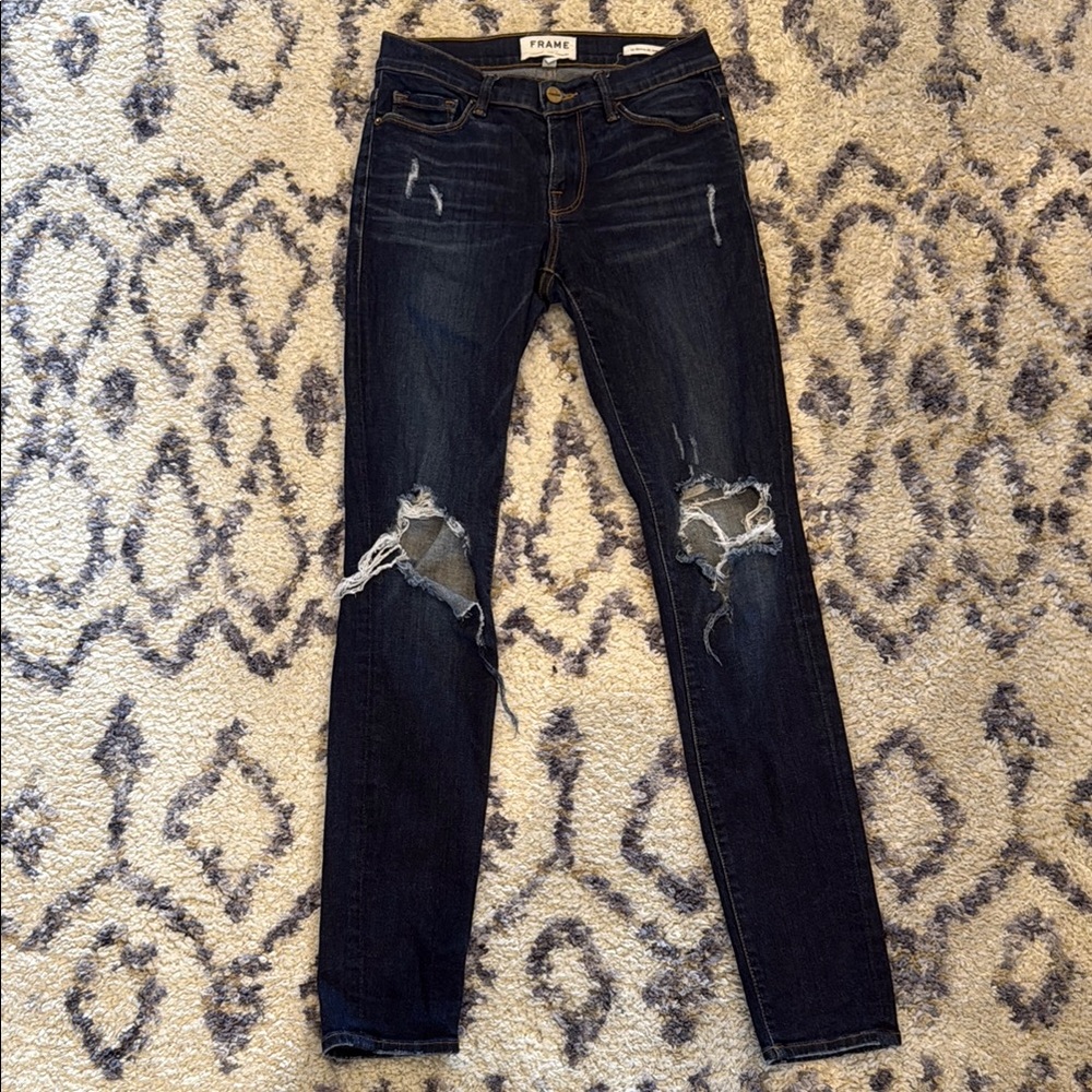 Frame Denim Blue Skinny Distressed Jeans size 27